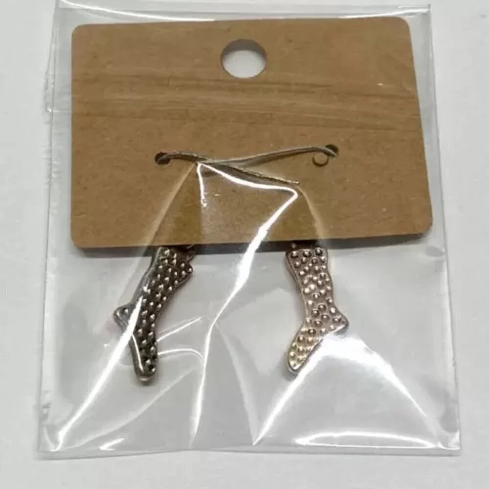 Christmas Stocking Earrings Dangle Style Holiday Season Red White Sock‎ Vintage